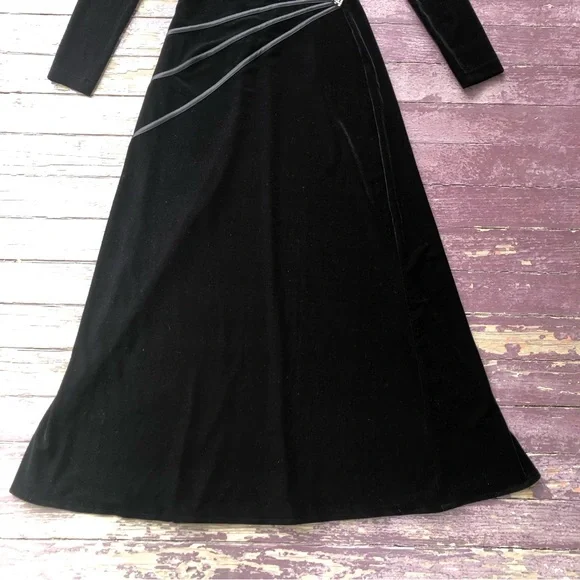 Tadashi Vintage Velvet Long Sleeved Maxi Dress Rhinestone Y2K 90s - Picture 3 of 13